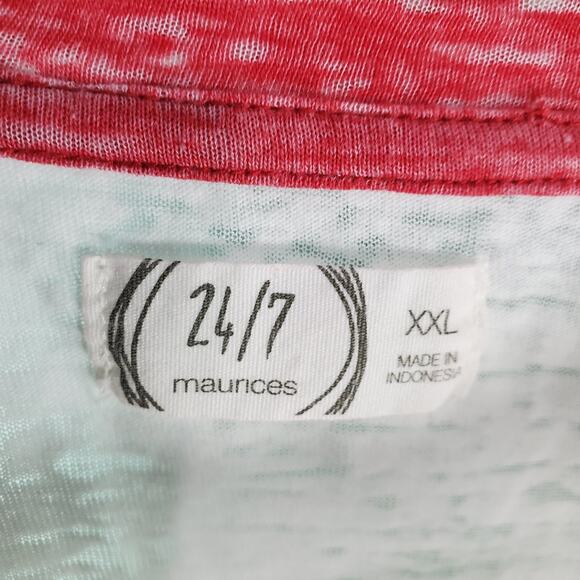 Maurices Womens White Burnout Star Blue Stripes Baseball Tshirt Top USA Size XXL - Picture 3 of 5